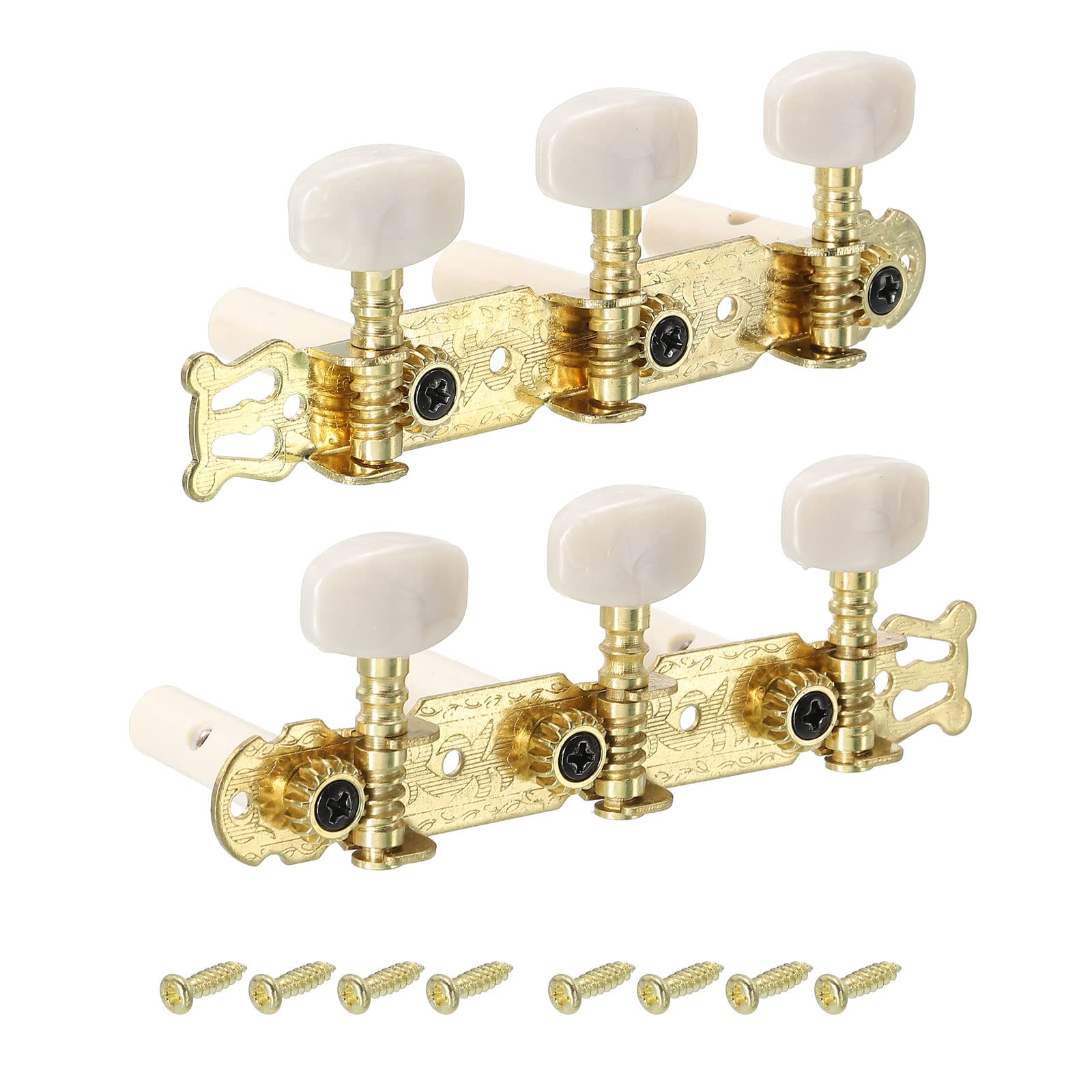 PATIKIL Acoustic Classical Guitar Machine Heads Tuning Keys Pegs String Tuners, White Buttons, 1 Set