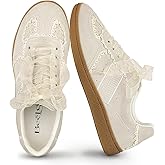 BeeLg Casual Sneakers for Women Lace Detail – Elegant Ribbon Lace-Up Fashion Sneakers with Leather Upper Memory Foam Insole and Slip On Trendy Casual Shoes for Women