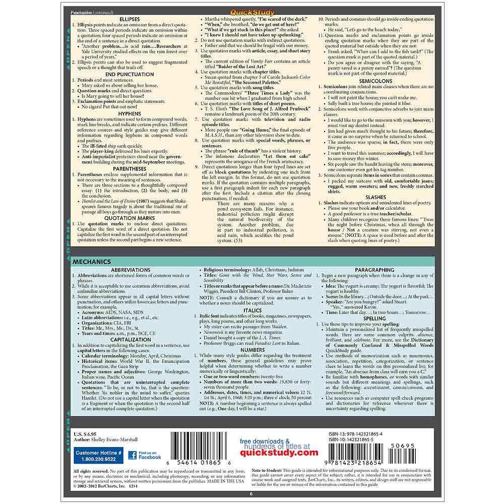 Mua English Grammar & Punctuation: a QuickStudy Laminated Reference ...