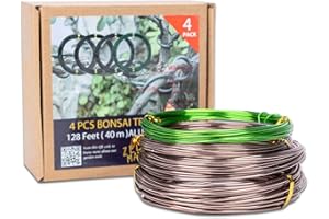 ZELARMAN Bonsai Training Wire Set of 4 - Total 128 Feet (32 Feet Each Size) 3 Size - 1.0MM, 1.5MM, 2.0MM - Corrosion and Rust Resistant