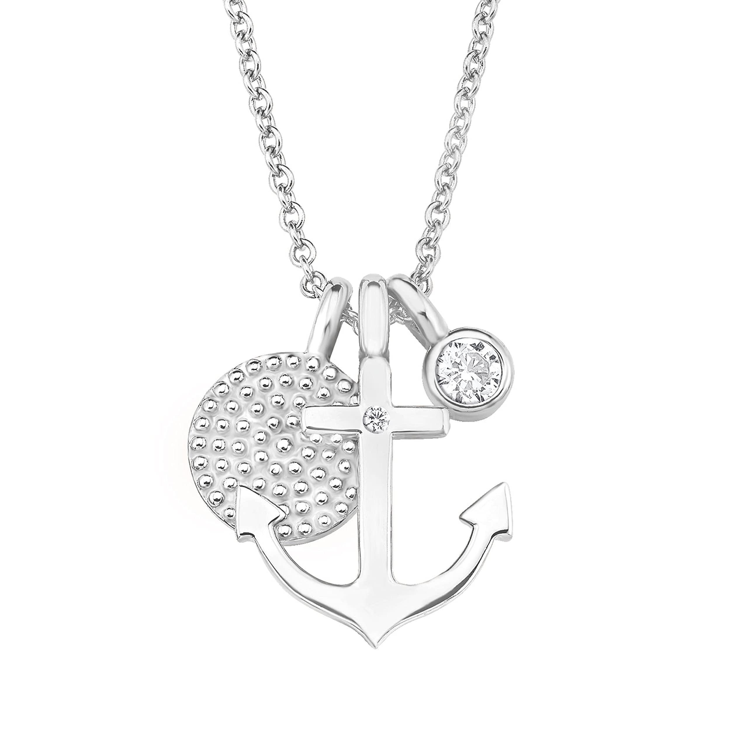 s.Oliver Chain with pendant Women Sets, with Zirconia synth., 40+5 cm, Silver, Anchor, Comes in jewelry gift box, 2017246 — image 1