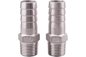 DERNORD Stainless Steel 3/4" Hose Barb x 1/2" NPT Male - Home Brew Pipe Fitting Pack of 2