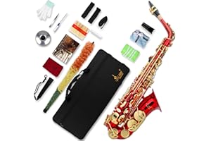 SLADE Eb Alto Saxophone for Beginner Students and Adults, Red