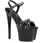 Ellie Shoes Women's Celeste Star Print Sandal, Black, 7