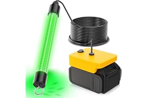 DINFTIN LED Underwater Fishing Light Compatible with for DeWalt 20V Battery（Battery Not Included）, IP68 Waterproof Submersible Green Fish Attractor Light for Night/Ice/Boat Fishing