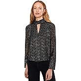Vince Camuto Womens Mock Neck Front Keyhole Long Bell Sleeve
