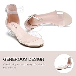 Dufannie Clear Heels for Girls Sandals Cute Nudes