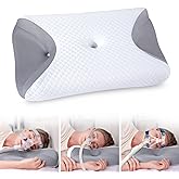 HOMCA CPAP Pillow for Side Sleeping, HSA/FSA Cervical Pillow for All Masks | CertiPUR-US Memory Foam, Both-side Cutouts, Dual Heights, Reduce Air Leaks &amp; Mask Pressure,Removable &amp; Washable Pillowcase