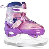 LEVYTEMP Adjustable Ice Skates for Kids Boys Girls, Blades Iceskates Ages 3-12, Pink, Purple, Black, Blue Warm Ice Skating Sh