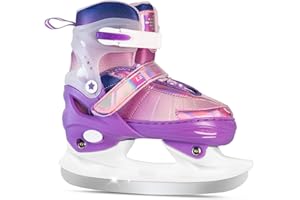 LEVYTEMP Adjustable Ice Skates for Kids Boys Girls, Blades Iceskates Ages 3-12, Pink, Purple, Black, Blue Warm Ice Skating Sh