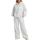 Eutten Womens 2 Piece Sweatsuits Fall Outfits Oversized Camo Hoodie Wide Leg Sweatpants Travel Lounge Matching Sweat Sets