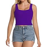 ALINGSANBA Women's Sleeveless Ribbed Tank Tops V Neck Stretchy Casual Basic Form Fitting Crop Tops