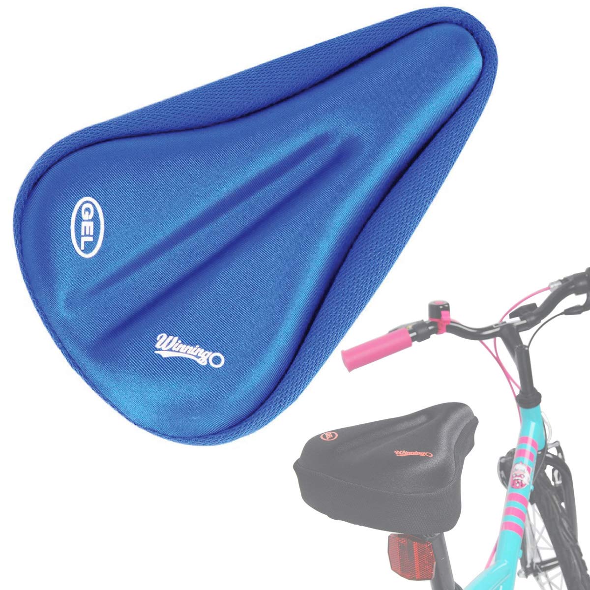 Photo 1 of WINNINGO Gel Kids Bike Seat Cushion Cover, Anti-Slip Child Bike Seat Cover Comfortable Adjustable Small Bicycle Saddle Pad, 9'' X 6''