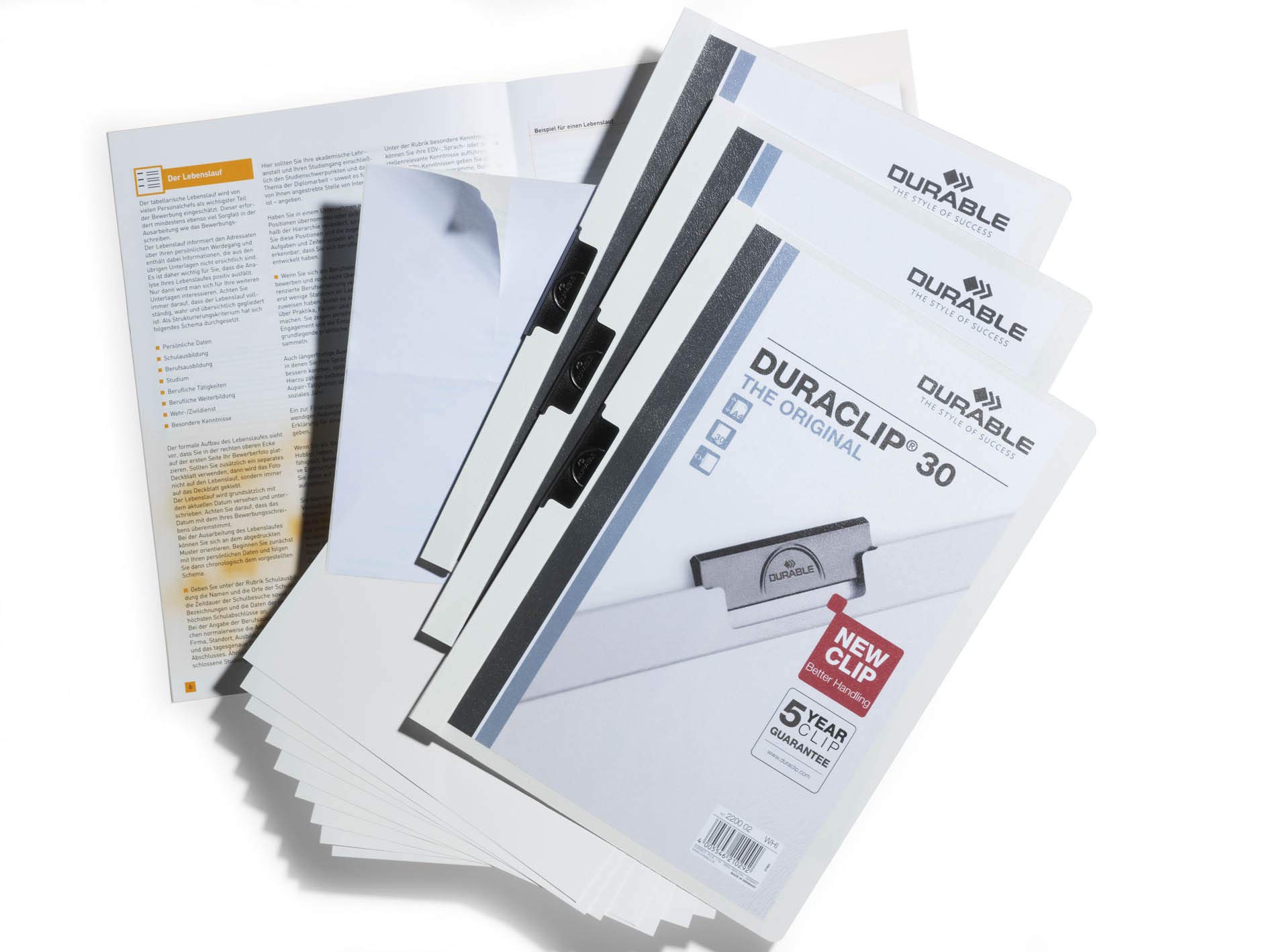 Durable DuraClip 258602 3 Piece Job Application Professional Folder Set - White