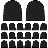 YQQYG 25 Pack Winter Hats, Unisex Thermal Winter Hat, Warm Cozy Knitted Cuffed Skull Cap, Bulk Bundle Black
