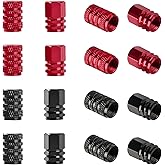 16 Pcs Aluminum Tire Air Caps - Universal Red/Black Tire Valve Caps for Trucks, Motorcycles, SUVs, Bikes & Cars