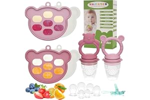 Baby Breastmilk Popsicle Molds & Baby Fruit Feeder (6 Pack), WAJIAYON Infant Food Freezer Tray Storage Containers, Silicone Teething Pacifier Feeder and Teether for Babies