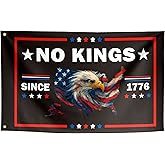 ToFlagify No Kings Since 1776 America Map Eagle Funny Flags Meme Cool Patriotic Flags Banner 3x5 Ft Room Guys College Dorm Bedroom Man Cave Wall Outdoor Indoor Black