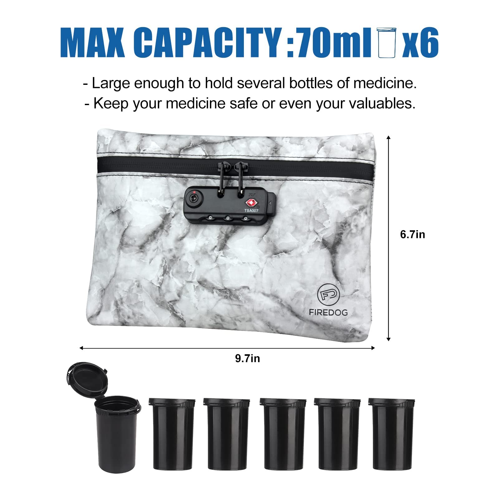 FIREDOG Smell Proof Bag with Lock, 6x9 Odor Proof Pouch Case Container for Travel Stash Storage