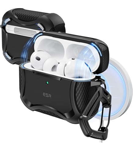 Karl Lagerfeld, Zaak voor AirPods 1 / 2 met monogram en Karl-hoofdmotief in reliëf, Zwart