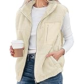 EGOCKAL Women's Oversized Sherpa Vest Casual Warm Fleece Fuzzy Jackets Sleeveless Zip Up Cozy Vests Outerwear with Pockets