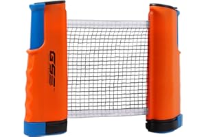 GSE Games & Sports Expert Adjustable Retractable Ping Pong Net Set & Post. Professional Table Tennis Rackets and Balls, Net with Posts and Storage Bag - Pingpong Paddle and Game Table Accessories.