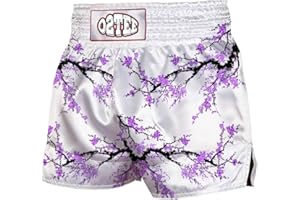 O2TEE Unisex Sakura Muay Thai Shorts for Women Men Gym Boxing Kickboxing