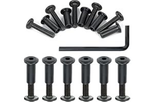 Xrfoiniu 100 Sets Nuts and Bolts Assortment Kit - M6x30mm Black Hexagon Socket Drive Metal Fastener Connector for Bed Frame Bolts, Machine Screws, Confirmat Screws