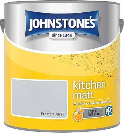 Johnstone's Kitchen Paint Frosted Silver Matt Emulsion 2.5L 12m2