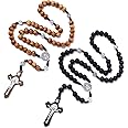 KOMI Handmade Wooden Catholic Rosaries, Rosary Beads Necklace From Bethlehem Wood Christian Prayer Holy Soil Medal & Metal Cross For Catholic Or Christian Gift