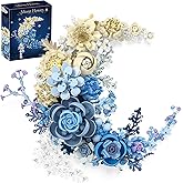 Loyratche Blue Moon Flower Building Set, Botanical Collection Crescent-Shaped Artificial Flowers Building Blocks Kit Compatib