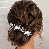 Heread Flower Bride Wedding Hair Pins Silver Crystal Bridal Hair Pieces Leaf Hair Accessories for Women and Girls(Pack of 2)