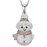 Cehuzeli Snowman Necklace Gifts S925 Sterling Silver Christmas Gifts for Women Christmas Jewelry for Women Birthday Gifts
