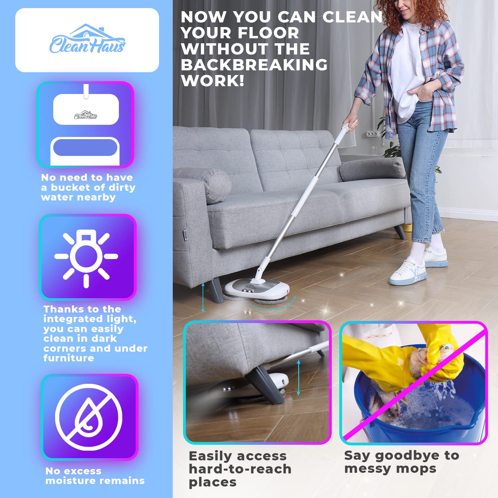 Mua CLEANHAUS Cordless Electric Mop with Cleaning Station - Electric ...