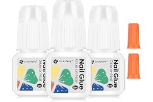 LUCKYFAIRY Super Solid Nail Glue for Acrylic Nails Press Ons 5ML*3pcs Professional for Press On Nails, False Nails Tips, Nail Decors, Fast Drying Nail Glue Kit Long Lasting