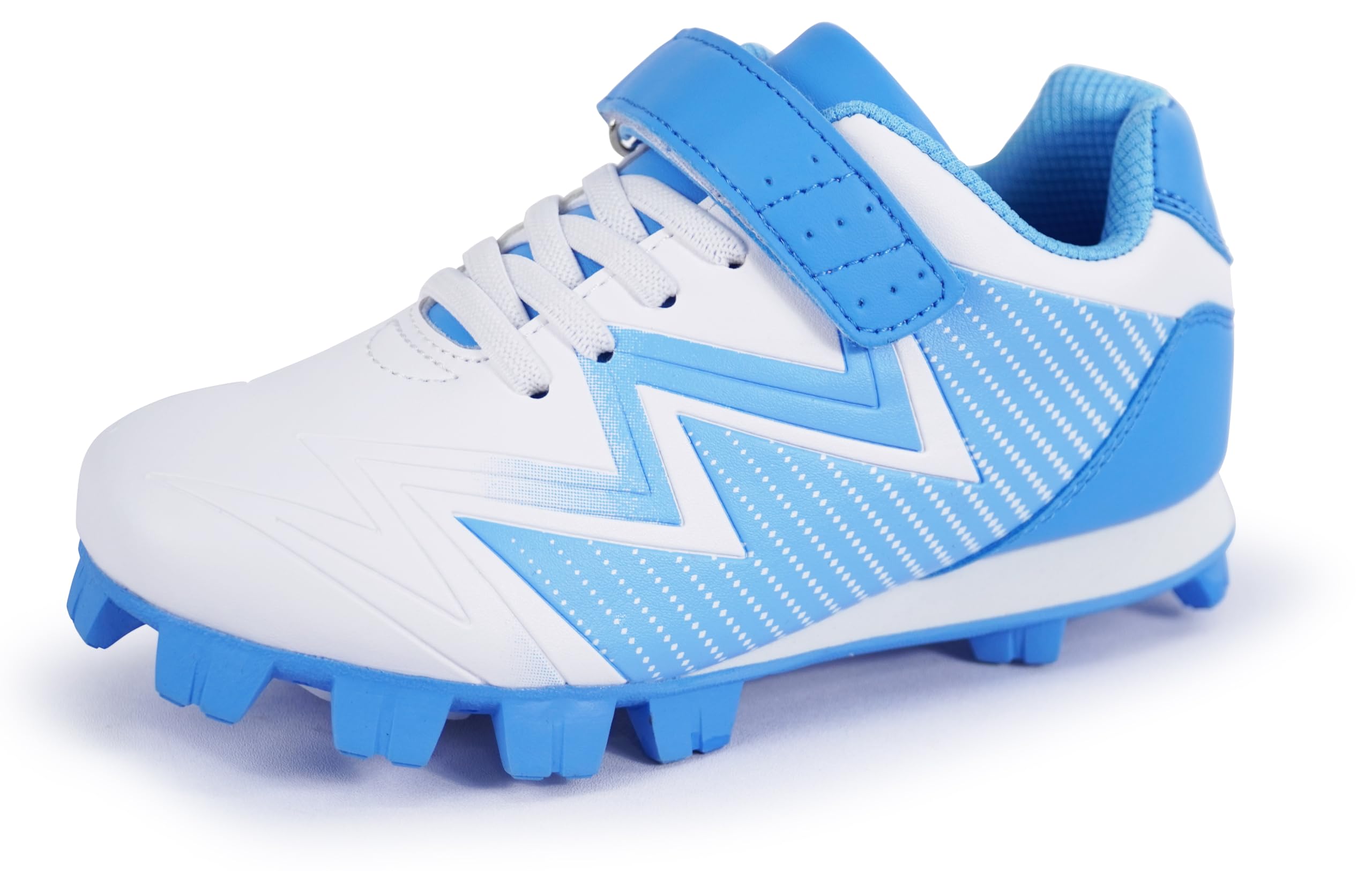 Photo 1 of Sooneeya Molded Baseball Cleats Boys Outdoor Softball Cleat Girls Low Top Athletic Shoes Blue Size 4.5 M US Big Kid