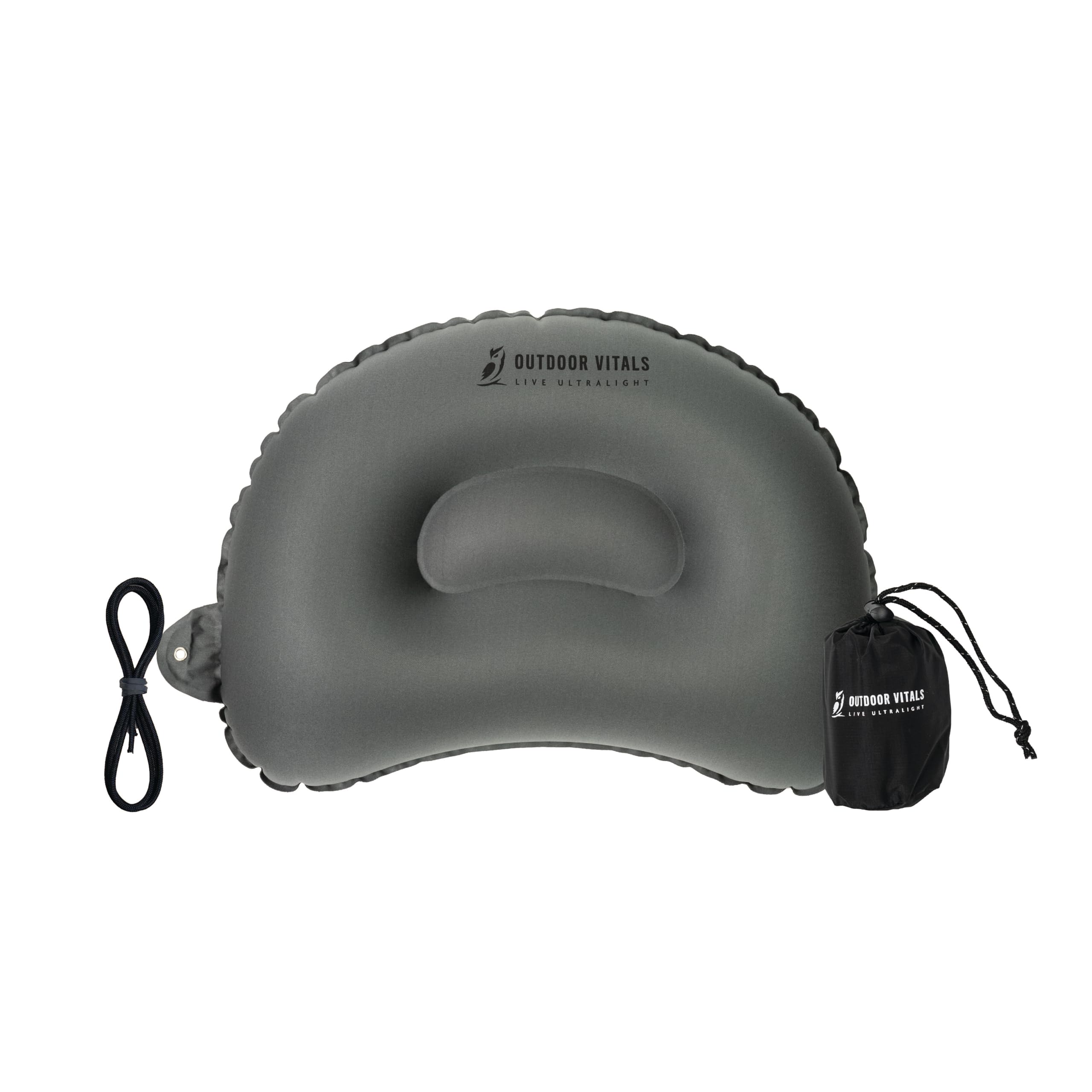 Photo 1 of Outdoor Vitals 2 oz Ultralight Backpacking Pillow- Compact, Adjustable, Soft, Nonslip, Inflatable Camping Pillow Charcoal, Elevated (for Side Sleepers)