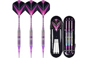Kioiner 3 Pcs Soft Tip Darts Set, 21 Gram Professional Darts with Premium Aluminum Shafts and Extra Shaft Flights Extra Dart 