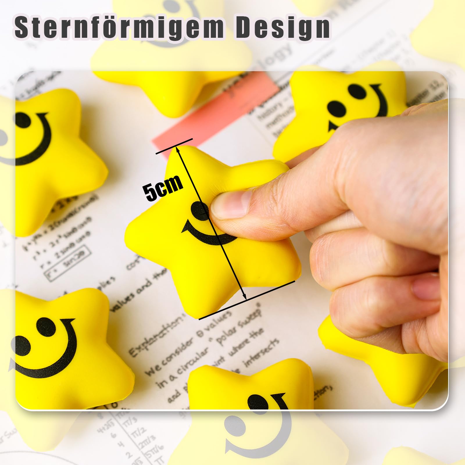Koogel 20 Stück Stressbälle, Stern Schaum Smile Ball Sternform Stressball Relief Stern Stress Ball Lächeln Stressball für Schule Belohnung Student Party Tasche Füllstoffe