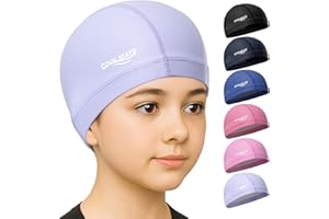 COOLMATE GLOBAL COOLMATE Fabric Swim Cap for Kid 3 4 6 8 14 16, Silicone Waterproof Layer, Cloth Swim Cap for Boy, Girl, Youth, Lightweight and Comfortable, Perfect for Pool, Beach, Lap Swimming