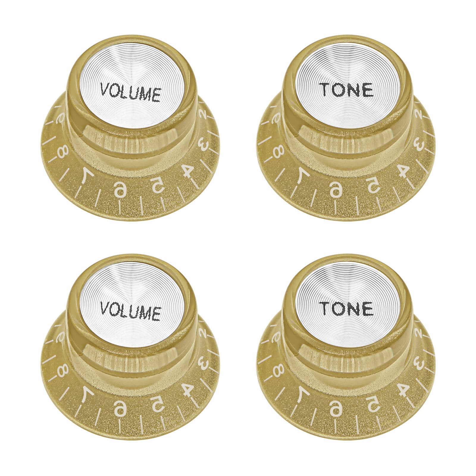 YINETTECH 4PCS Volume Tone Control Knobs Compatible with Fender Compatible with Bourns Compatible with Les Paul Electric Guitar Knobs 2 Volume & 2 Tone Knobs Gold