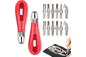 2 Set Carving Tools, Rubber Block Carving Blocks Stamp Making Kit with Cutter Tools Linoleum Cutter with 6 Types Blades for S
