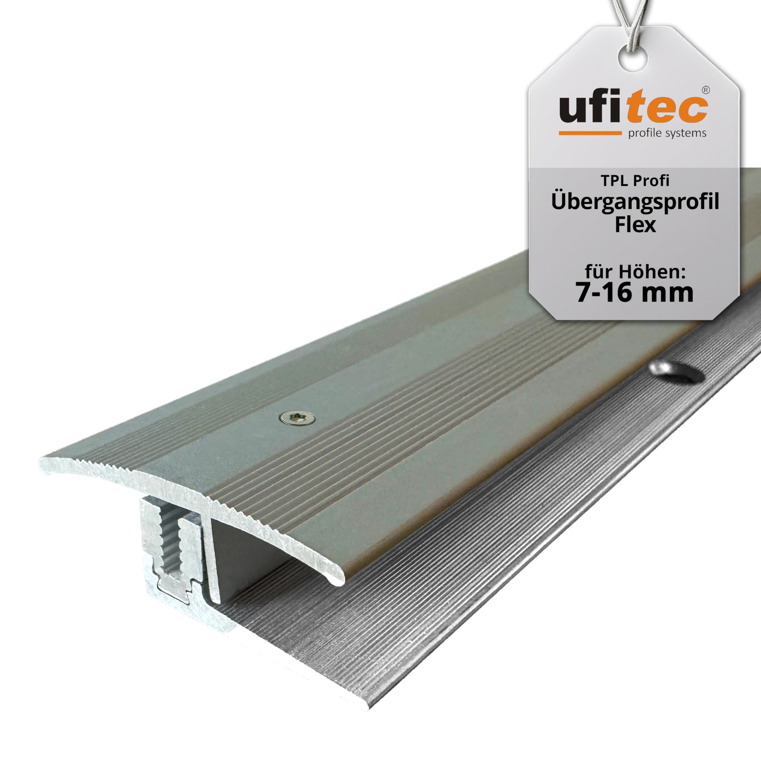 ufitec Profile System for Parquet and Laminate Floors - for Covering Heights of 7-16 mm - Many Colours Available (Flex Transition 100 cm Long | 35 mm Wide, Light Bronze)