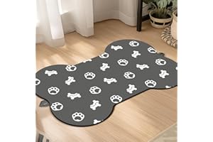 PTFFF Pet Feeding Mat-Absorbent Dog Food Mat for Water Spill, Bone Shaped Dog Mat for Food and Water Bowl, Quick Dry Dog Water Dispenser Mat, Dog Water Bowl Mat for Messy Drinkers,12"*19"