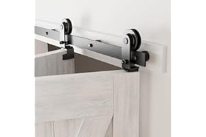 CCJH 36" Bi-Folding Sliding Barn Door Hardware Kit for 2 Doors,Slide Smoothly Quietly,Black Track Top Mount Roller,No Door