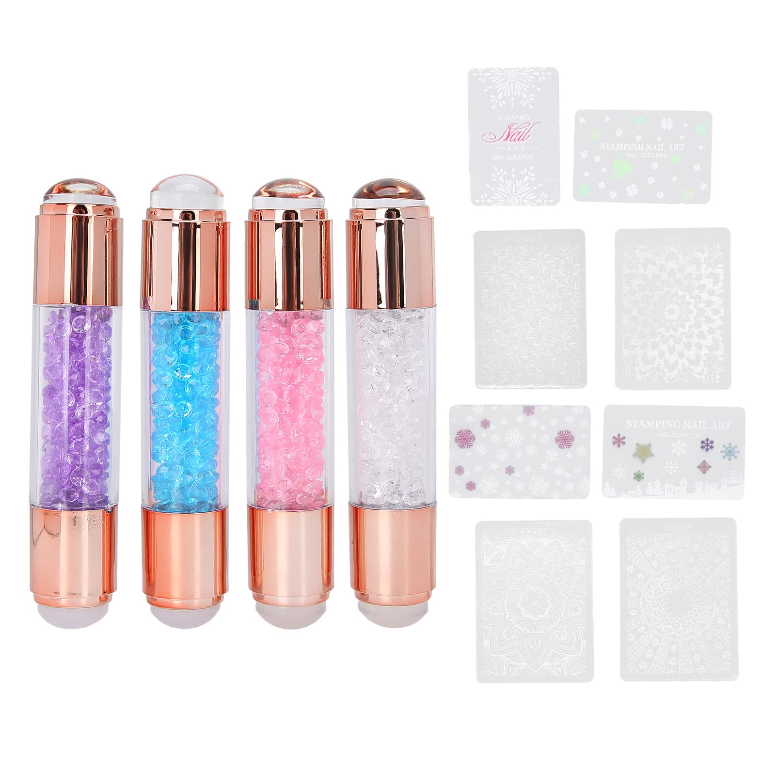 Health And Beauty 4Sets Manicure Art Stampers Silicone Stamp Pens Double Ended W/Nail Seal Plate For Home Nail Salon,Nail Products