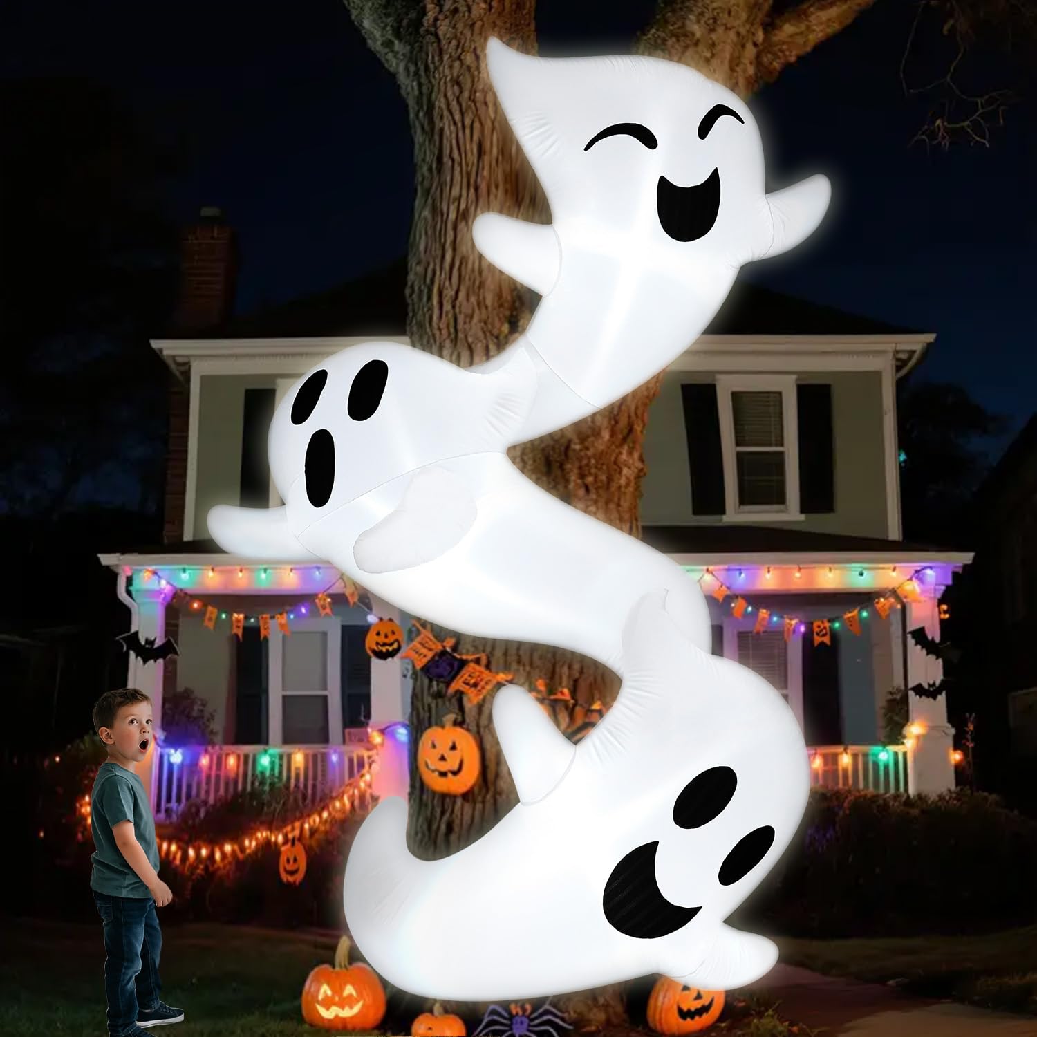 Photo 1 of JOYIN 8ft Tall Halloween Inflatables Outdoor Decorations, Inflatable Ghosts Hugging Tree, Light Up Ghost Halloween Blow Up Yard Decoration for Patio Lawn Garden Trees Outside Holiday Decor