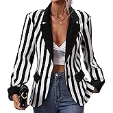 IDOPIP Women Black and White Striped Blazer Halloween Costume Outfit Cosplay Jacket Long Sleeve Open Front Cardigan Suit