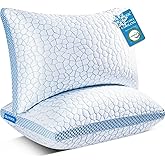 QUTOOL Enhanced Cooling Pillows Queen Size Set of 2,CertiPUR-US Shredded Memory Foam Pillows 2 Pack for Hot Sleeper, Adjustable Bed Pillow for Side, Back, Stomach Sleepers Support Yet Soft, Home Gifts