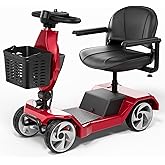 Serianie Foldable Mobility Scooters for Seniors, 4 Wheel Lightweight Mobility Scooters for Adults, Powered Electric Wheelchair, Mobility Scooter with Seat, Folding Travel Motorized Scooter - Red